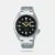 The Seiko 5 collection celebrates uniqueness and stylistic diversity. Show off your style with this sporty watch and its beautiful green dial! Crafted entirely from stainless steel, this timepiece is equipped with a 3-hand automatic movement and features a day/date display at 3 o'clock and the Seiko 5 collection logo at 12 o'clock.